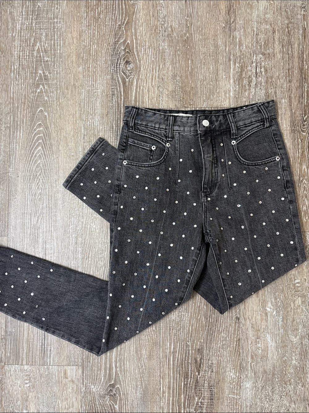 Anthropologie Pilcro Black Skinny Jeans with Silver Studs